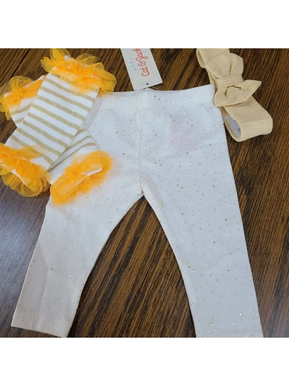 NWT/NWOT Newborn Holiday Outfit Glittery pants, headband, leg warmers